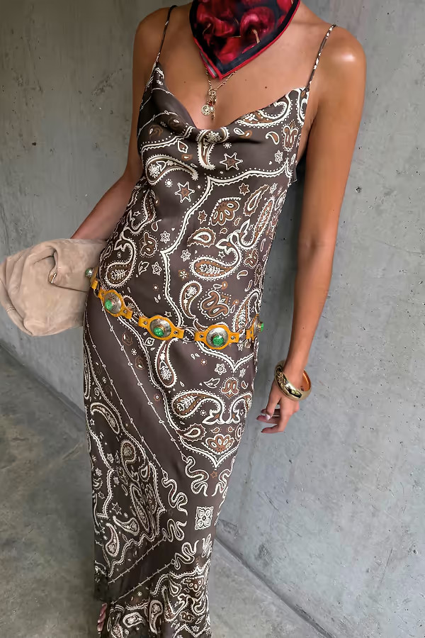 Brown Bandana Patti Dress | Never Fully Dressed (UK & IE)