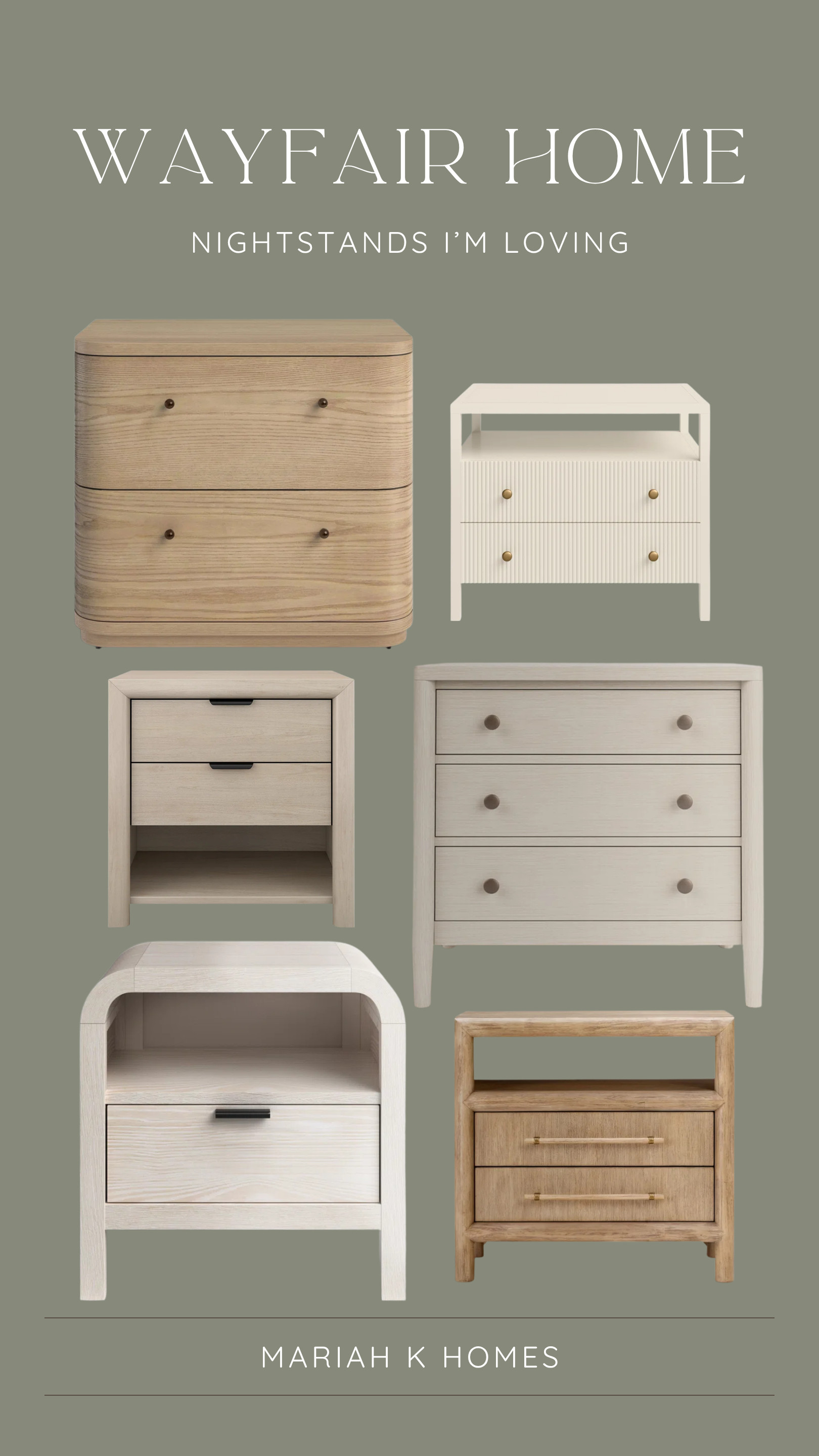 Nightstands that look designer without the designer price tag. Wayfair is full of beautiful bedside tables in every style—from modern to timeless classics. These are some of my favorite finds to complete a warm and inviting bedroom. #wayfair #wayfairnightstands #mariahkoehle #mariahkhomes #socialagentcircle #expluxury #exprealty  

 #LTKHome #LTKSaleAlert