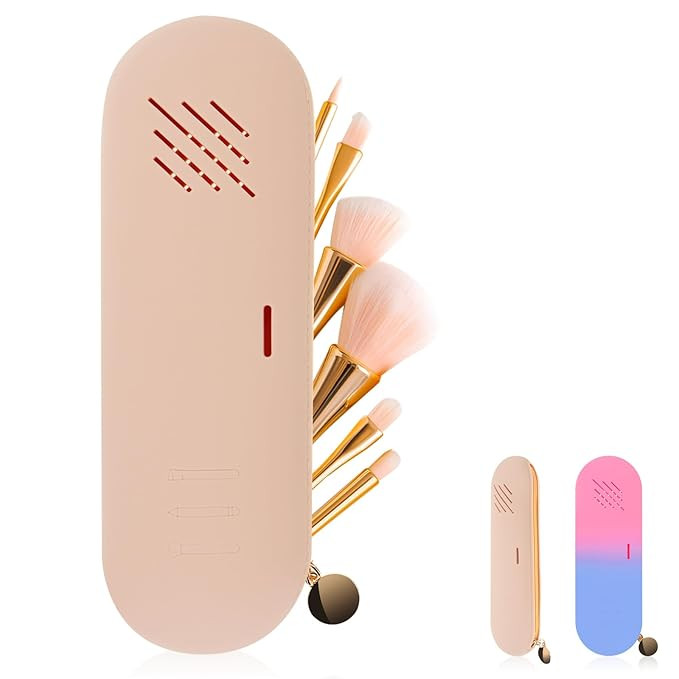 VWMYQ Silicone Travel Makeup Brush Holder, Upgrade Makeup Brush Organizer With Anti-Fall Out Zipp... | Amazon (US)
