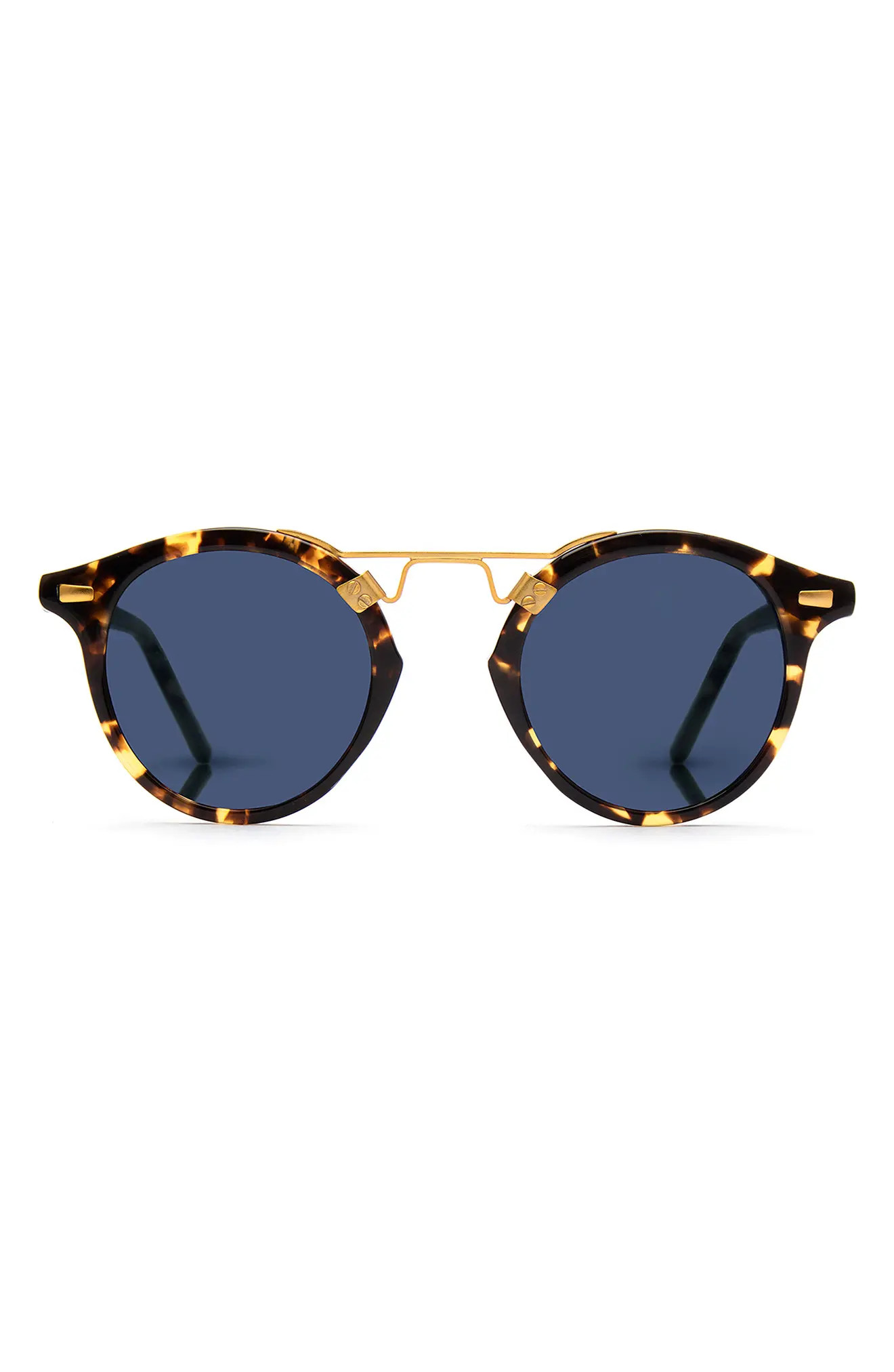 KREWE St. Louis 46mm Polarized Round Sunglasses in Bengal P/Blue at Nordstrom | Nordstrom