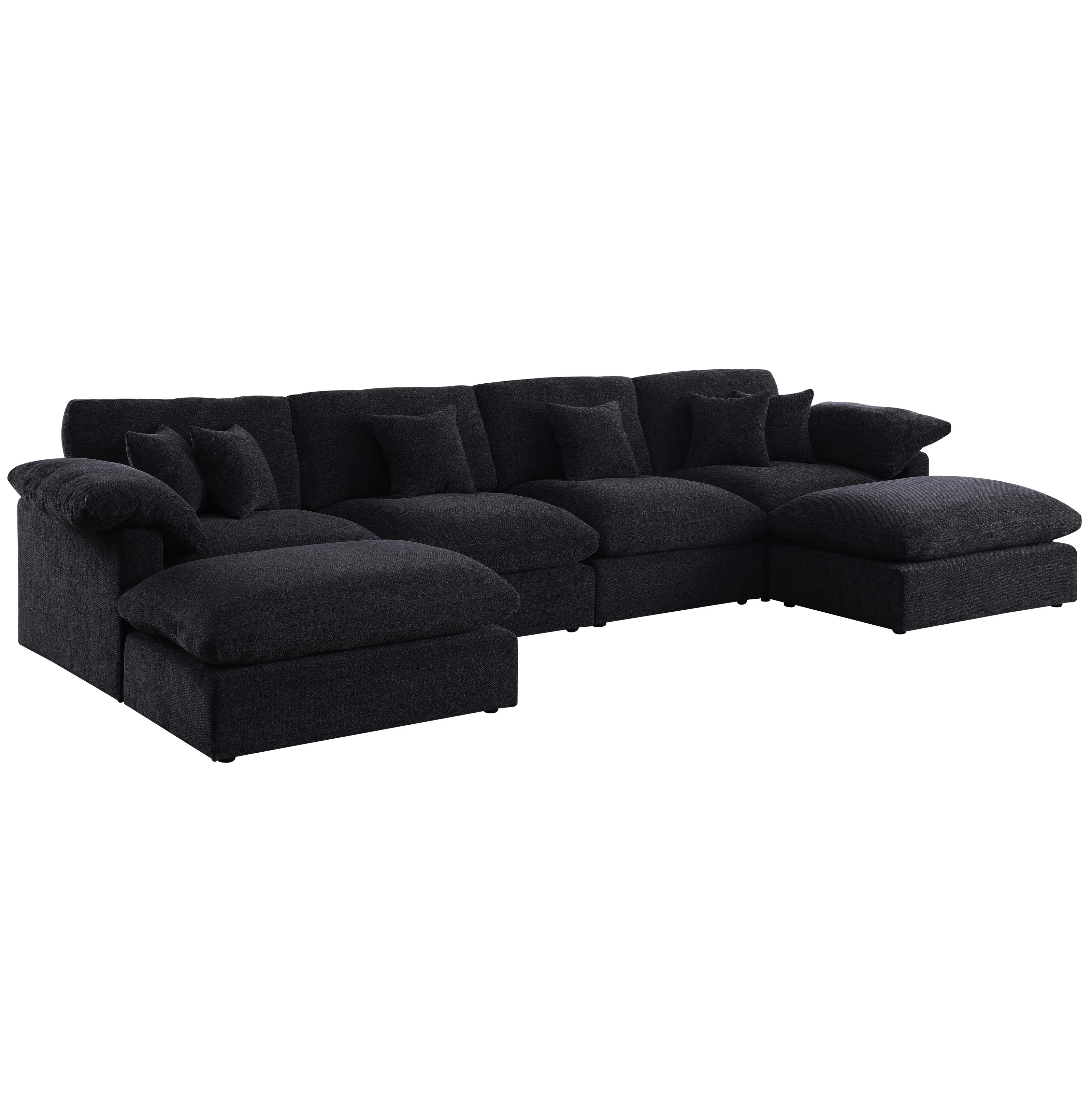 6 - Piece 155.7" U Shape Sectional Sofa Cloud Couch With Removable Ottomans | Wayfair North America