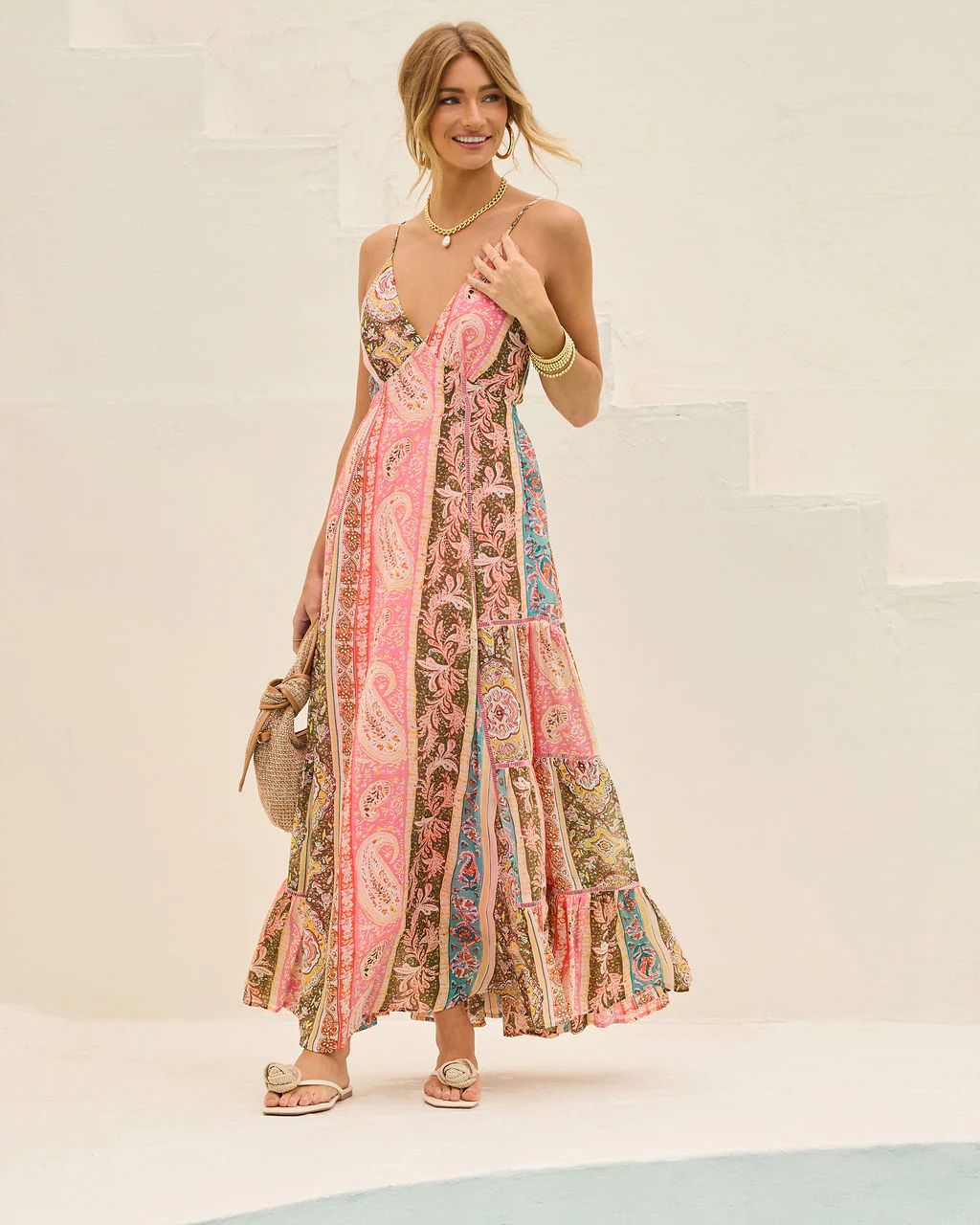 Emilie Border Print Maxi Dress | VICI Collection