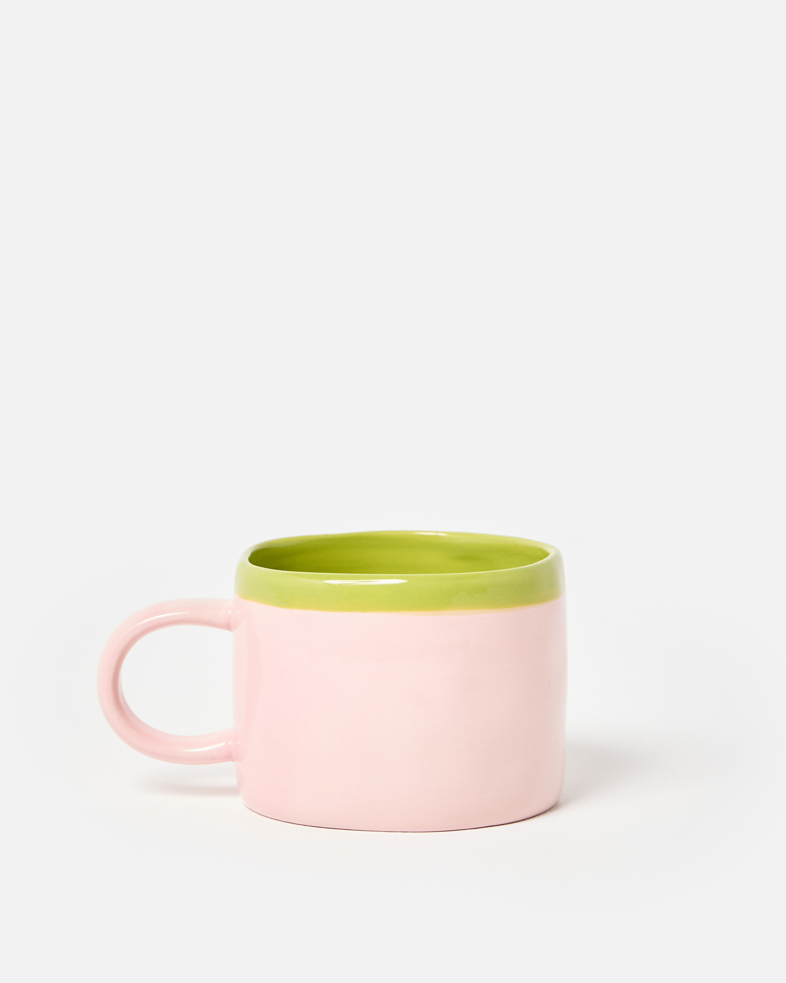 Cubo Green Rim Pink Ceramic Mug | Oliver Bonas | Oliver Bonas (Global)