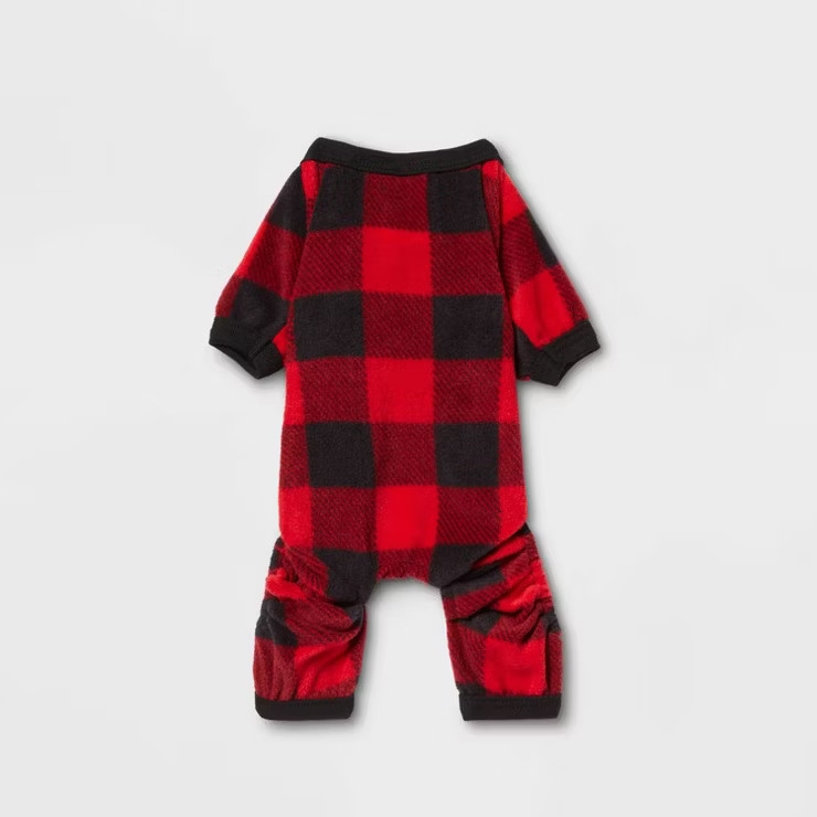 Holiday Buffalo Check Plaid Fleece Matching Family Dog and Cat Pajama with Sleeves - Wondershop... | Target