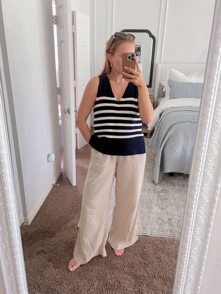 Todays summer work from home look! These pants are soooo relaxed and comfy! Perfect summer sweat pant if you will! Striped tank is on sale for $20!

Sizing:
Pants- small
Striped tank- smalll

#LTKSeasonal #LTKStyleTip #LTKFindsUnder100