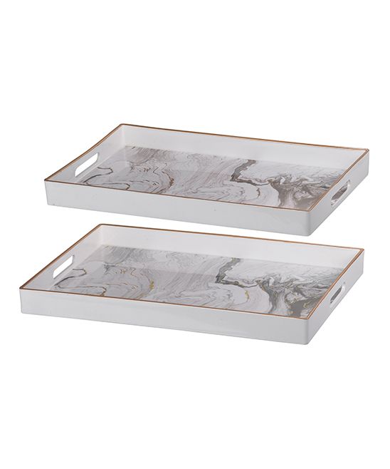 A & B Home Decorative Trays - Faux Marble Decorative Tray Set | Zulily