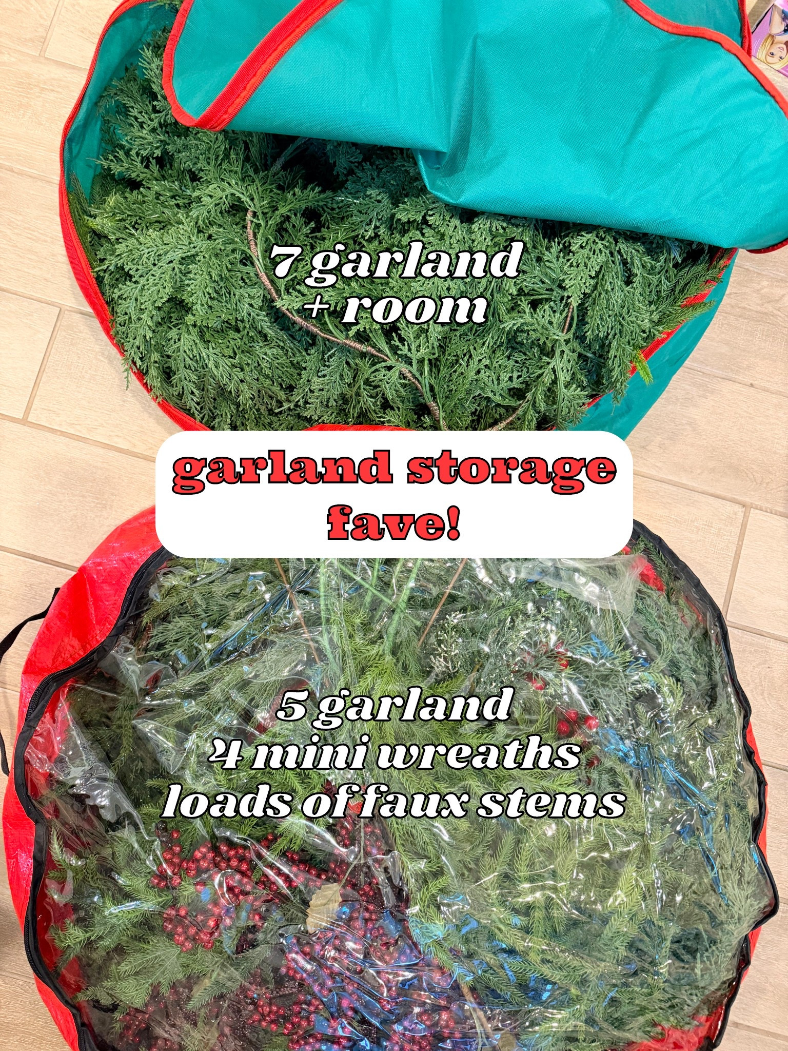 This is the best storage solution for Christmas garland that I’ve ever found. They also work great for holiday pillows. Super durable and they hold a ton. 

Christmas decor 
Christmas organization 
Home organization 
How to store garland 
Garland organization



#LTKSeasonal #LTKHoliday #LTKHome
