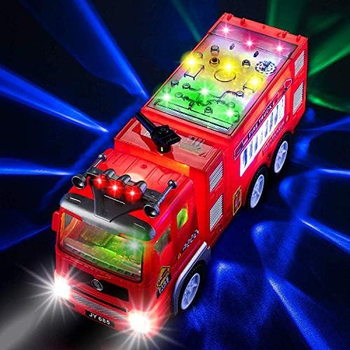 Amazon.com: Electric Fire Truck Kids Toy - with Bright Flashing 4D Lights & Real Siren Sounds | B... | Amazon (US)