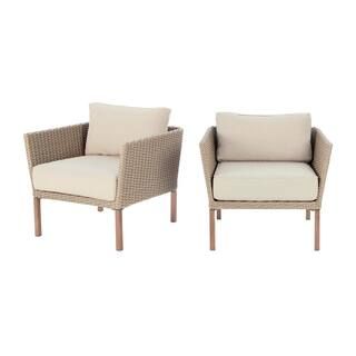 Hampton Bay Oakshire 2-Piece Wicker Outdoor Patio Deep Seating Set with Tan Cushions-DQ629L - The... | The Home Depot