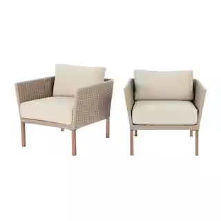 Hampton Bay Oakshire 2-Piece Wicker Outdoor Patio Deep Seating Set with Tan Cushions-DQ629L - The... | The Home Depot