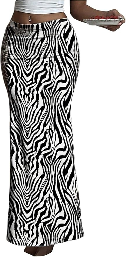GORGLITTER Women's Zebra Print Maxi Skirt Animal Print High Waisted Fishtail Bodycon Going Out Lo... | Amazon (US)