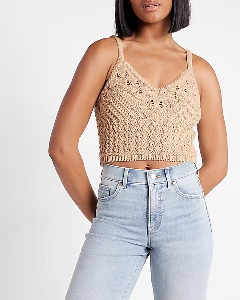 Conscious Edit Crochet Knit Cropped Sweater Cami | Express