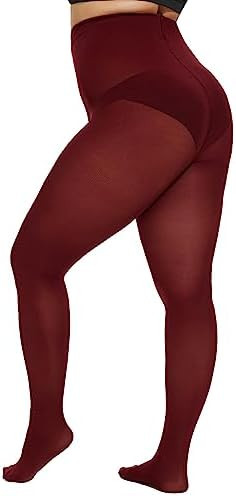 CozyWow Plus Size Tights for Women 80D Soft Solid Color Semi Opaque Pantyhose High Waist 1X 2X 3X... | Amazon (US)