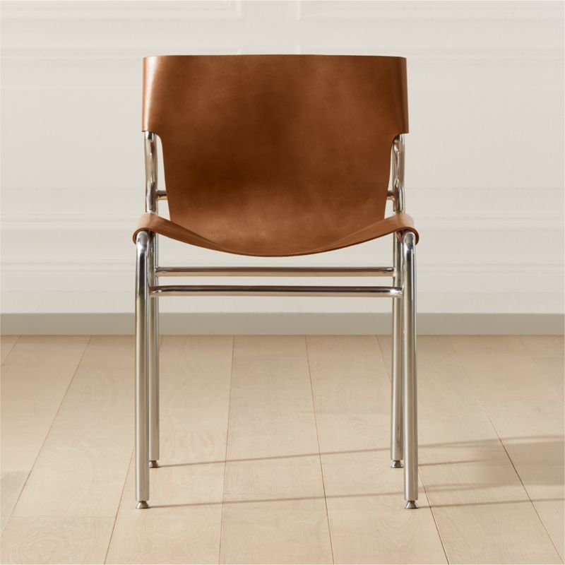 Surf Sling Brown Leather Modern Dining Chair + Reviews | CB2 | CB2