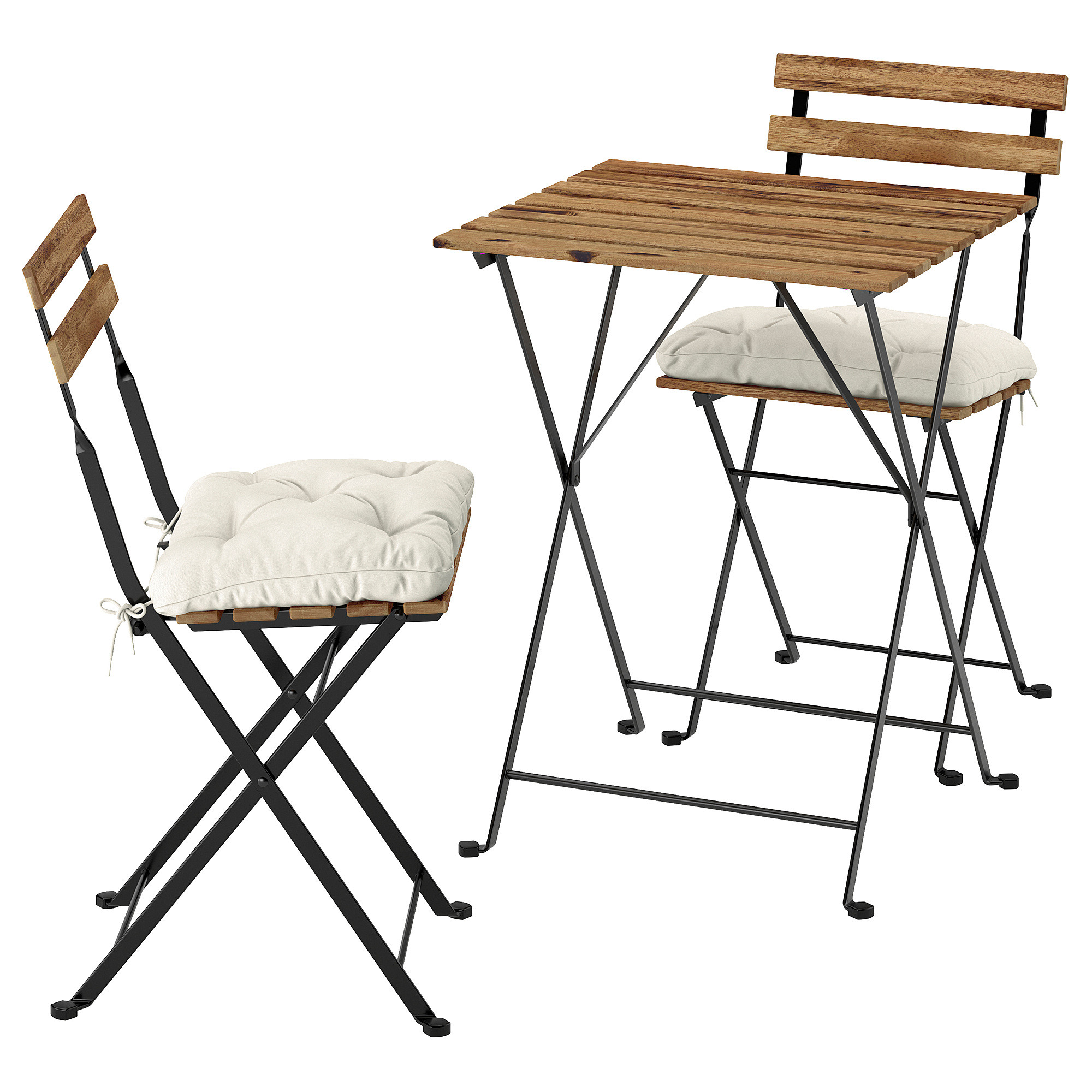 T\u00c4RN\u00d6 table+2 chairs, outdoor, black/light brown stained foldable/foldable Kuddarna lig... | IKEA US