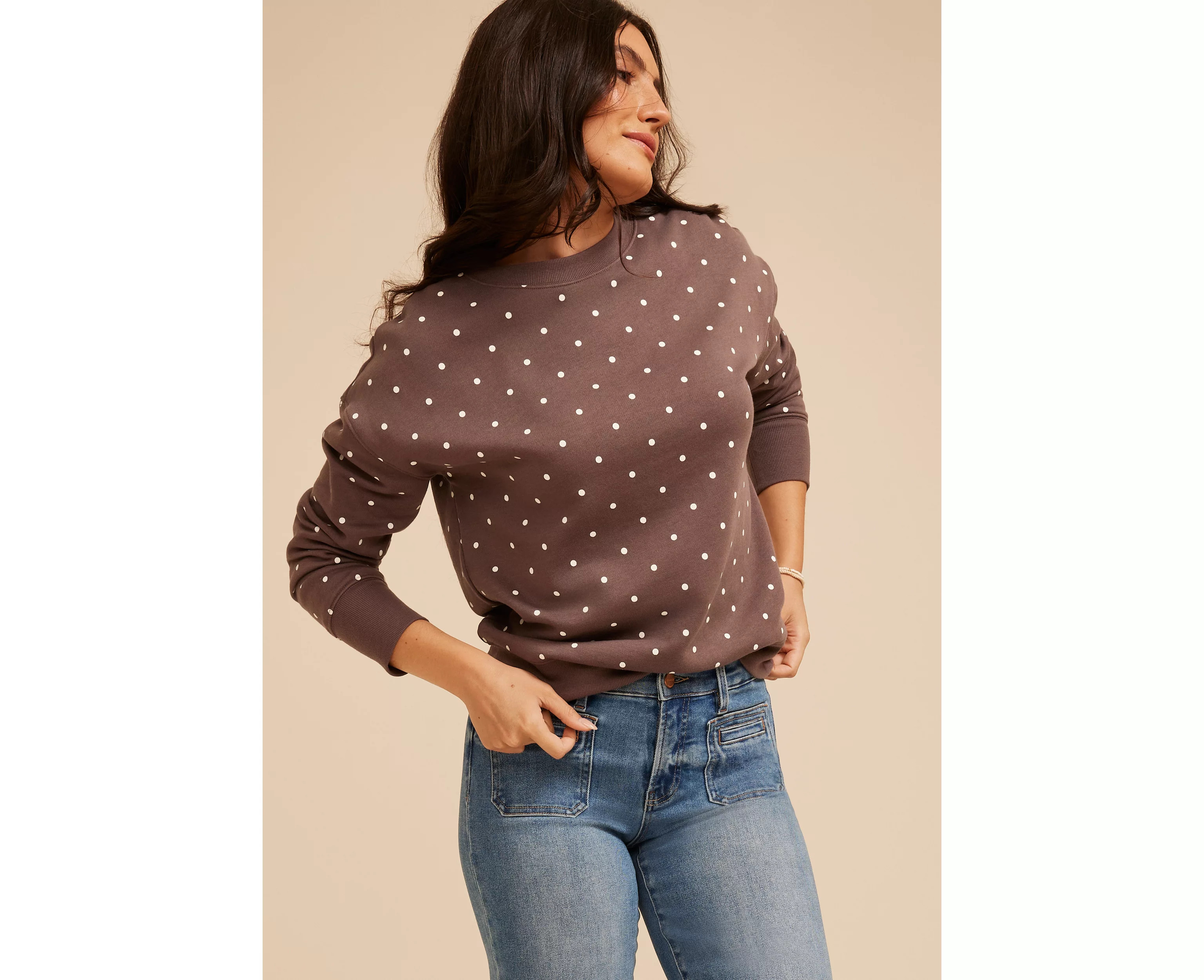 Polka Dot Crew Neck Sweatshirt | maurices | Maurices