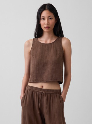 Cotton Gauze Racer Shell Tank Top | Gap (US)