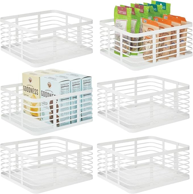 mDesign Steel Metal Wire Kitchen Food Storage Organizer Bin Basket for Pantry Organization - Wire... | Amazon (US)