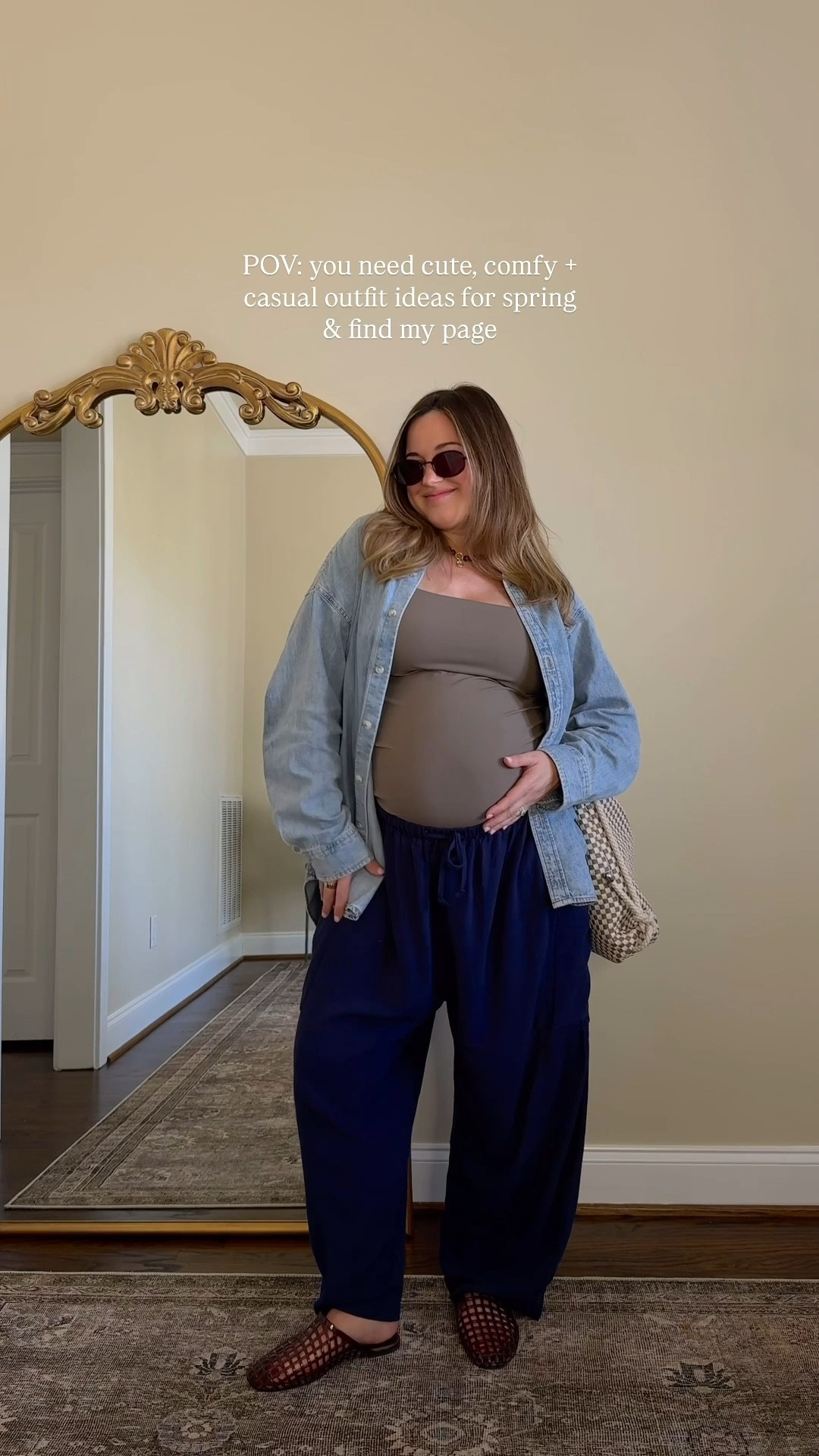 Casual bump friendly ootd for spring! 
@Aritzia button down - M
Tank- order your regular size; it’s maternity
Pants- L
Mules- sized up 

#LTKSaleAlert #LTKBump #LTKootd