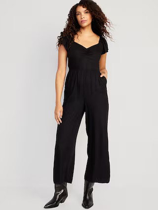 Fit &amp; Flare Flutter-Sleeve Jumpsuit for Women | Old Navy (US)