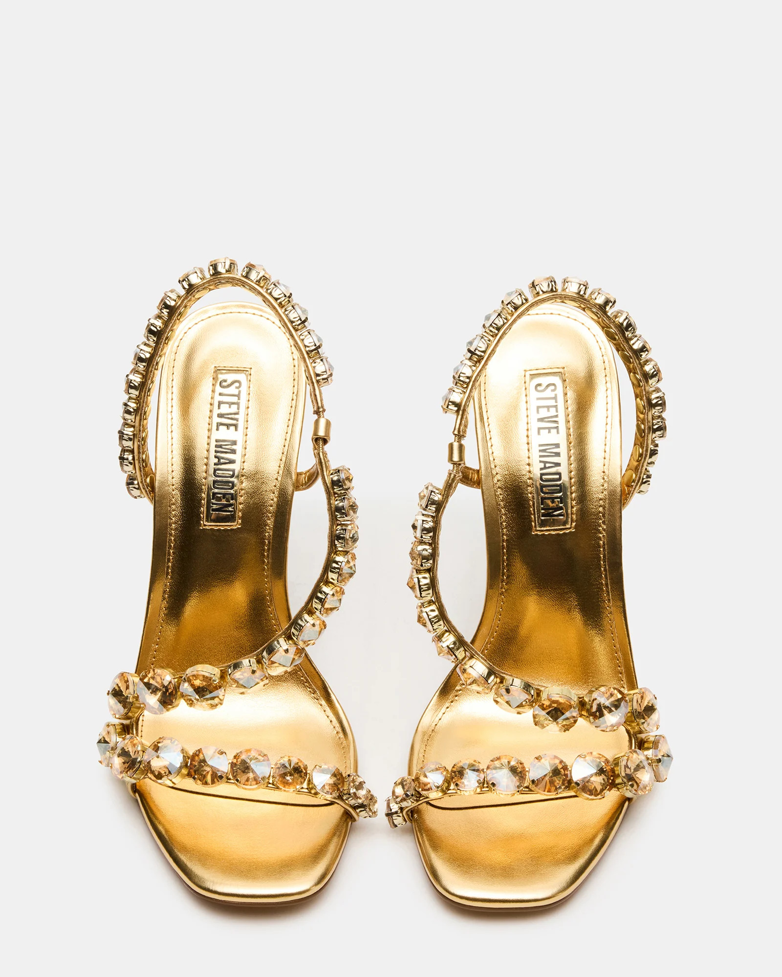 NYLIE Gold Multi Strappy Square-Toe Embellished Women's Heel | Steve Madden (US)