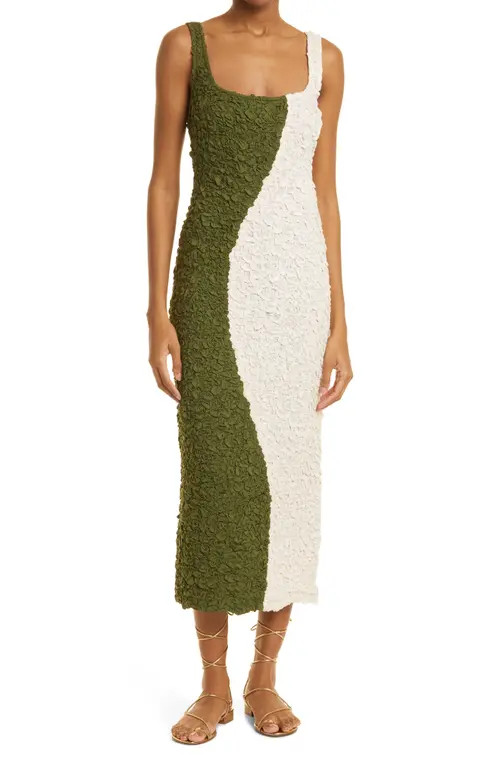 Mara Hoffman Sloan Colorblock Sleeveless Dress in Cream Olive at Nordstrom, Size X-Large | Nordstrom