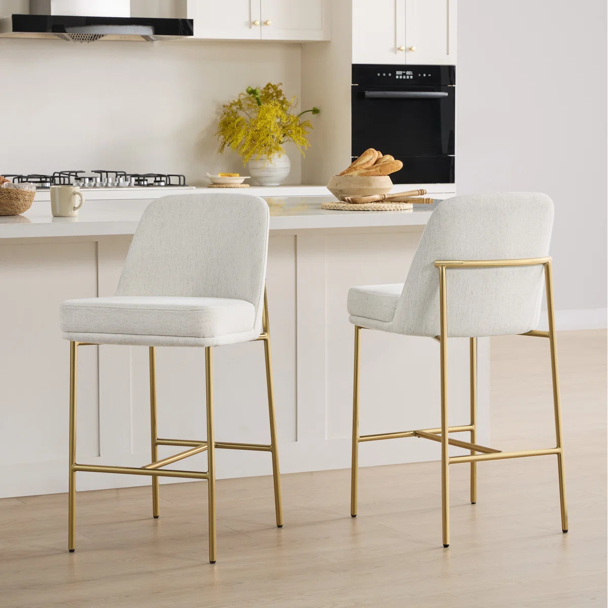 Angelick Upholstered Counter Stool with Metal Frame (Set of 2) | Wayfair North America