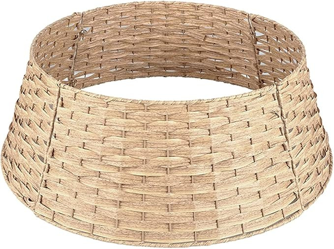 HUAOSCN Rattan Christmas Tree Collar,Round Christmas Tree Ring Skirt Base Cover,Easy Set Up,26 in... | Amazon (US)