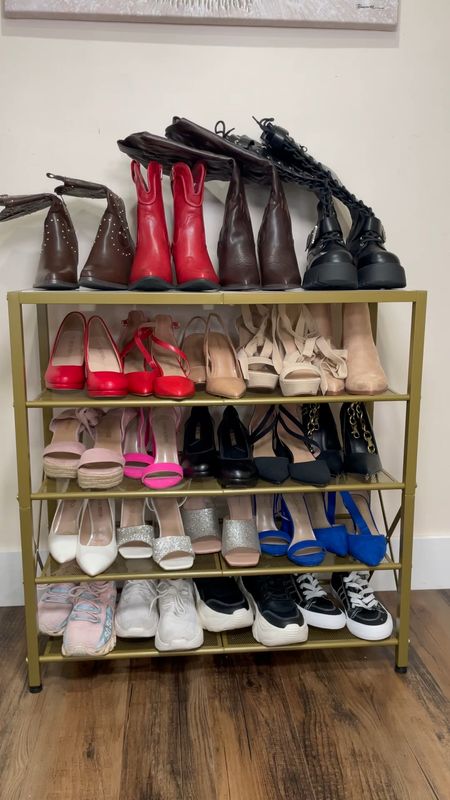 Great shoe rack in gold and white 