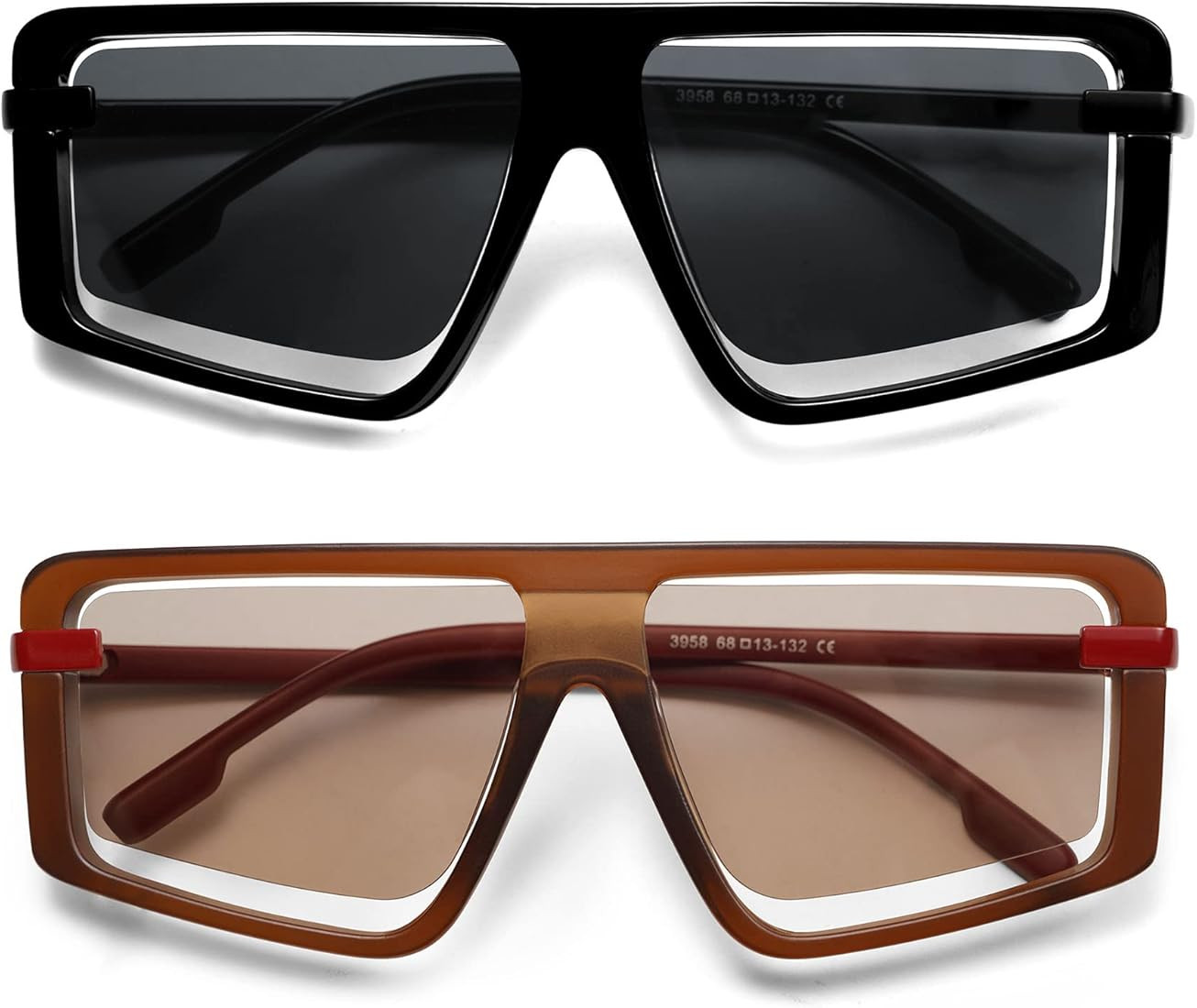 HERJOUR Retro Square Oversized Sunglasses for Women and Men Trendy Sun Glasses AR82157 | Amazon (US)