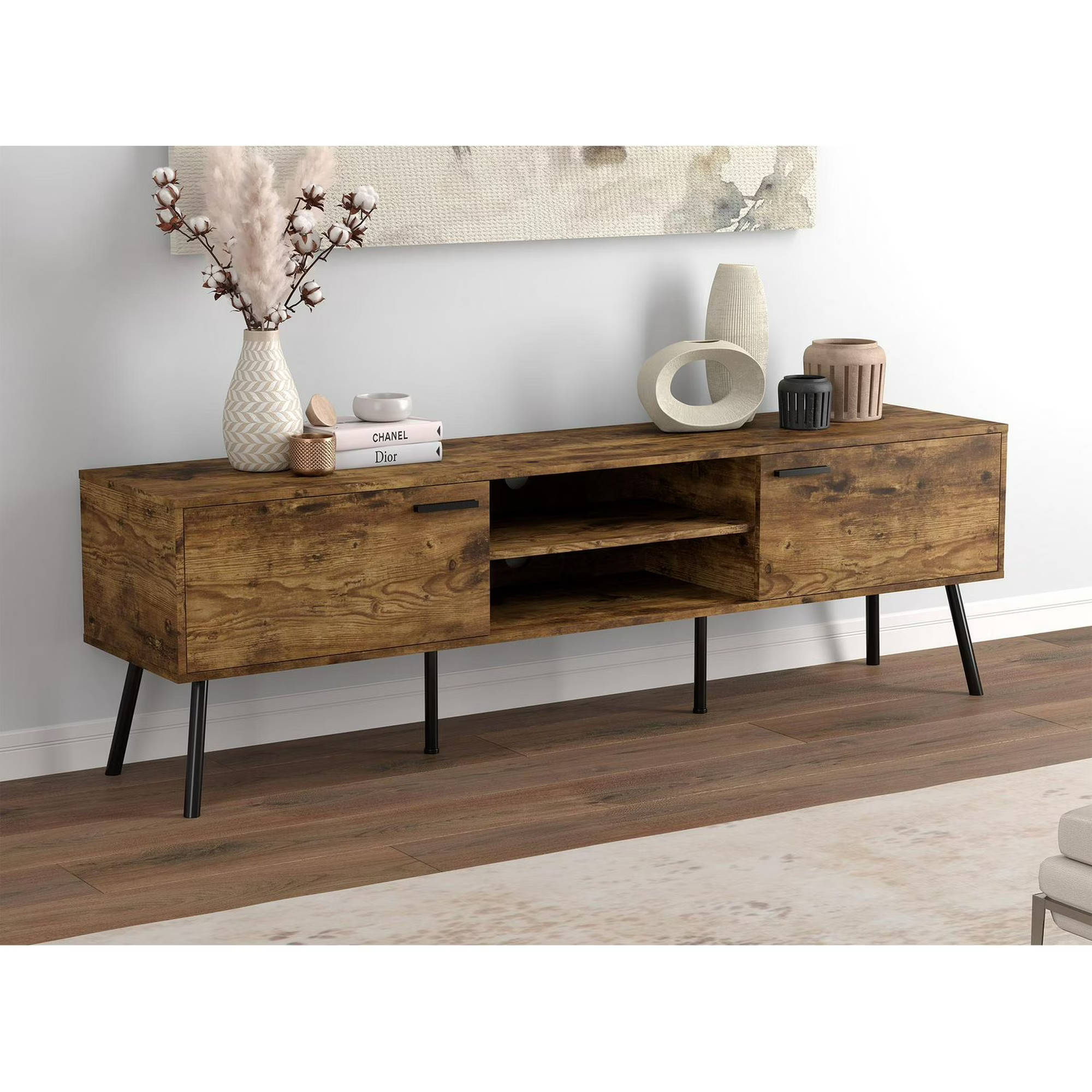Safdie & Co. TV Stand Media Entertainment Unit 71in L Brown Reclaimed Wood with 2 Closed Doors an... | Walmart (CA)