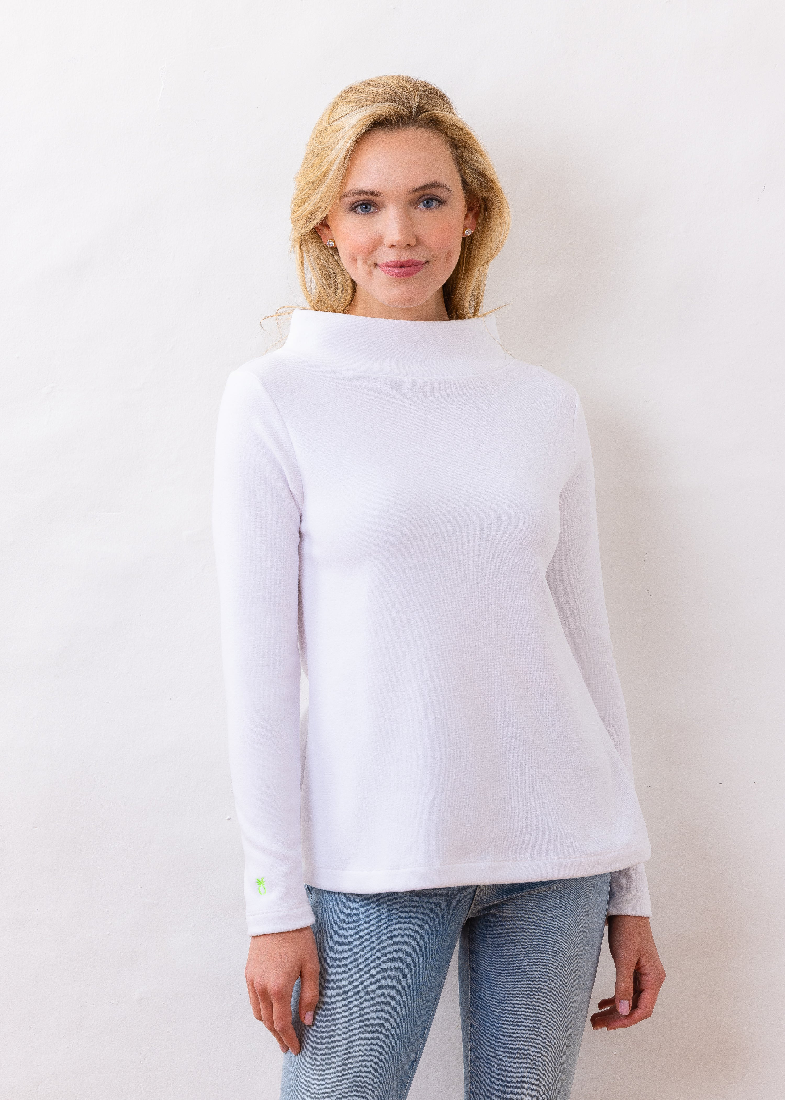 Greenpoint Boatneck in Terry Fleece (White) | Dudley Stephens