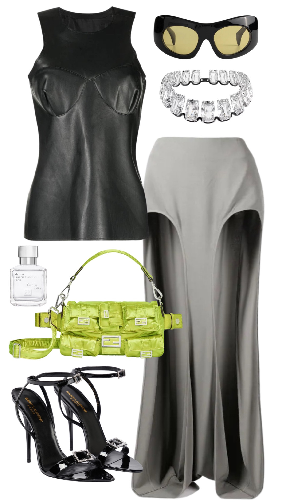 sacai top 
dion lee skirt 
saint laurent heels 
fendi bag 
port tanger ruh sunglasses
swarovski choker
MFK gentle fluidity 

#LTKFind #LTKSeasonal #LTKSale