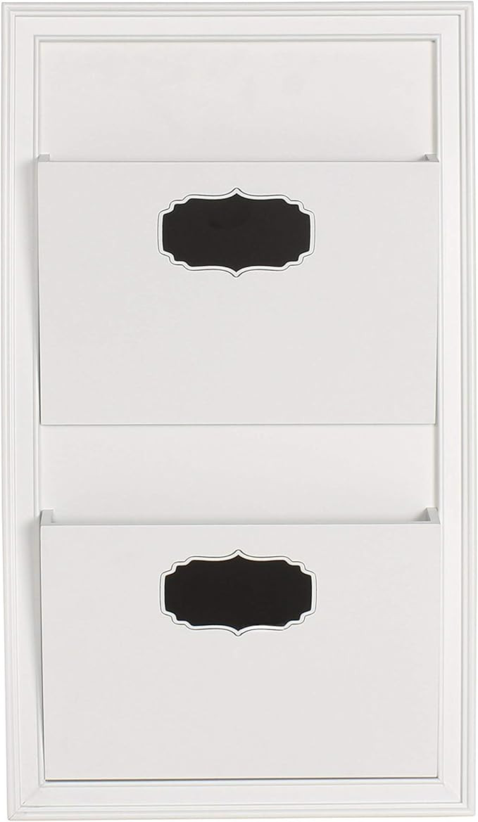 DesignOvation Walcott Decorative Wall Organizer Mail Holder with Two Pockets, White | Amazon (US)