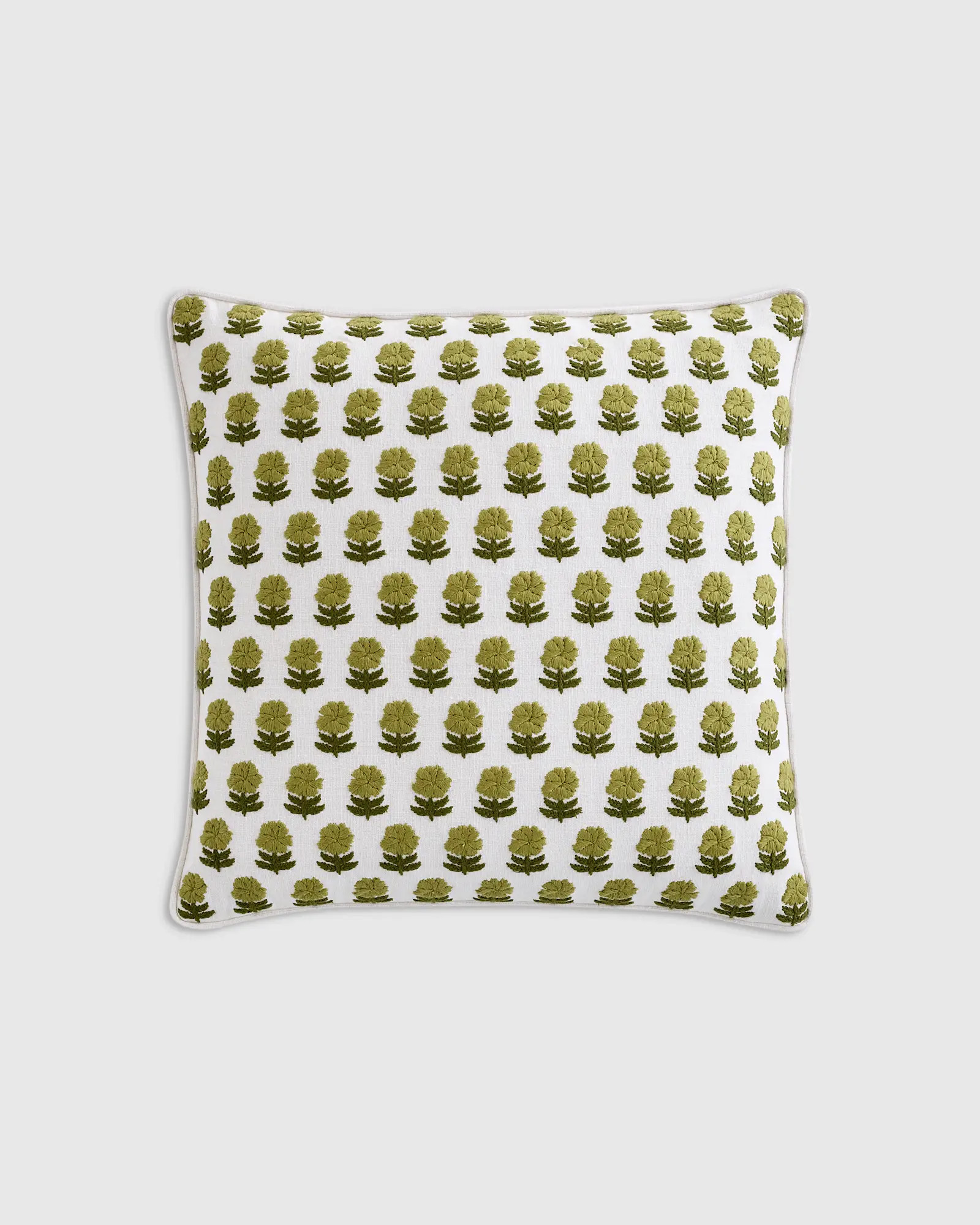 Embroidered Floral Cotton Pillow Cover | Quince