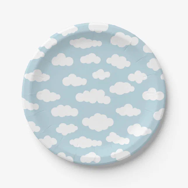 Pastel Clouds Aesthetic Baby Blue And White  Paper Plates | Zazzle | Zazzle