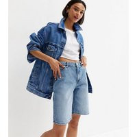 ONLY Pale Blue Cotton Denim High Waist Long Shorts New Look | New Look (UK)
