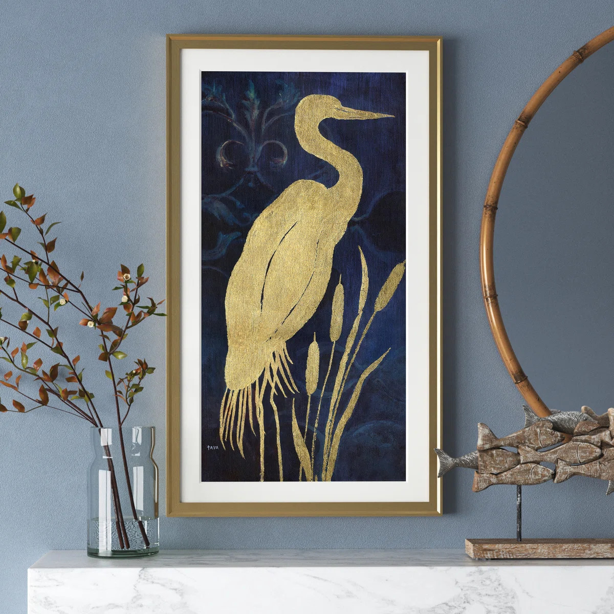 " Egret On Indigo I " Painting Print | Wayfair North America