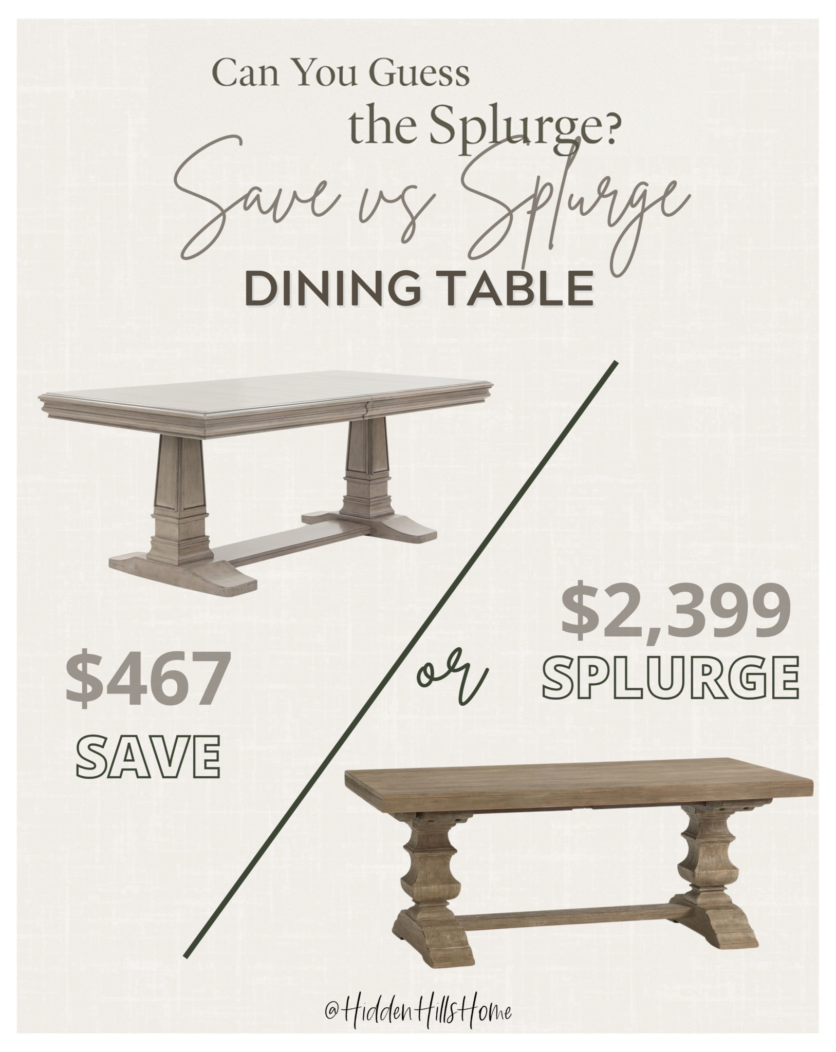 Pottery barn dupe, dining table save or splurge, home decor dupes, home decor lookalikes, designer look for less #home

#LTKStyleTip #LTKHome #LTKSaleAlert
