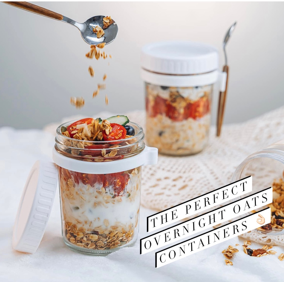 Overnight oats containers. Spoon included. Breakfast on the go! Amazon finds. Kitchen must haves. Healthy habits. 

#LTKhome #LTKfit #LTKU