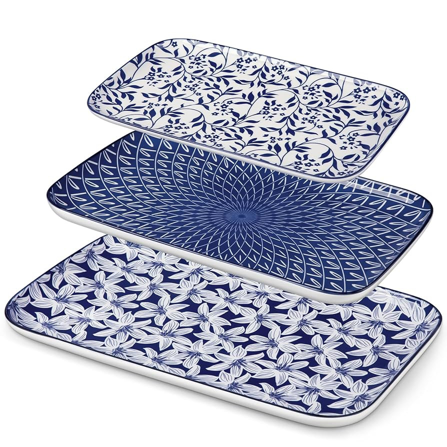 vancasso Serving Platters Set of 3, 16"/14"/12" Inch Rectangular Trays - Serving Platter Extra La... | Amazon (US)