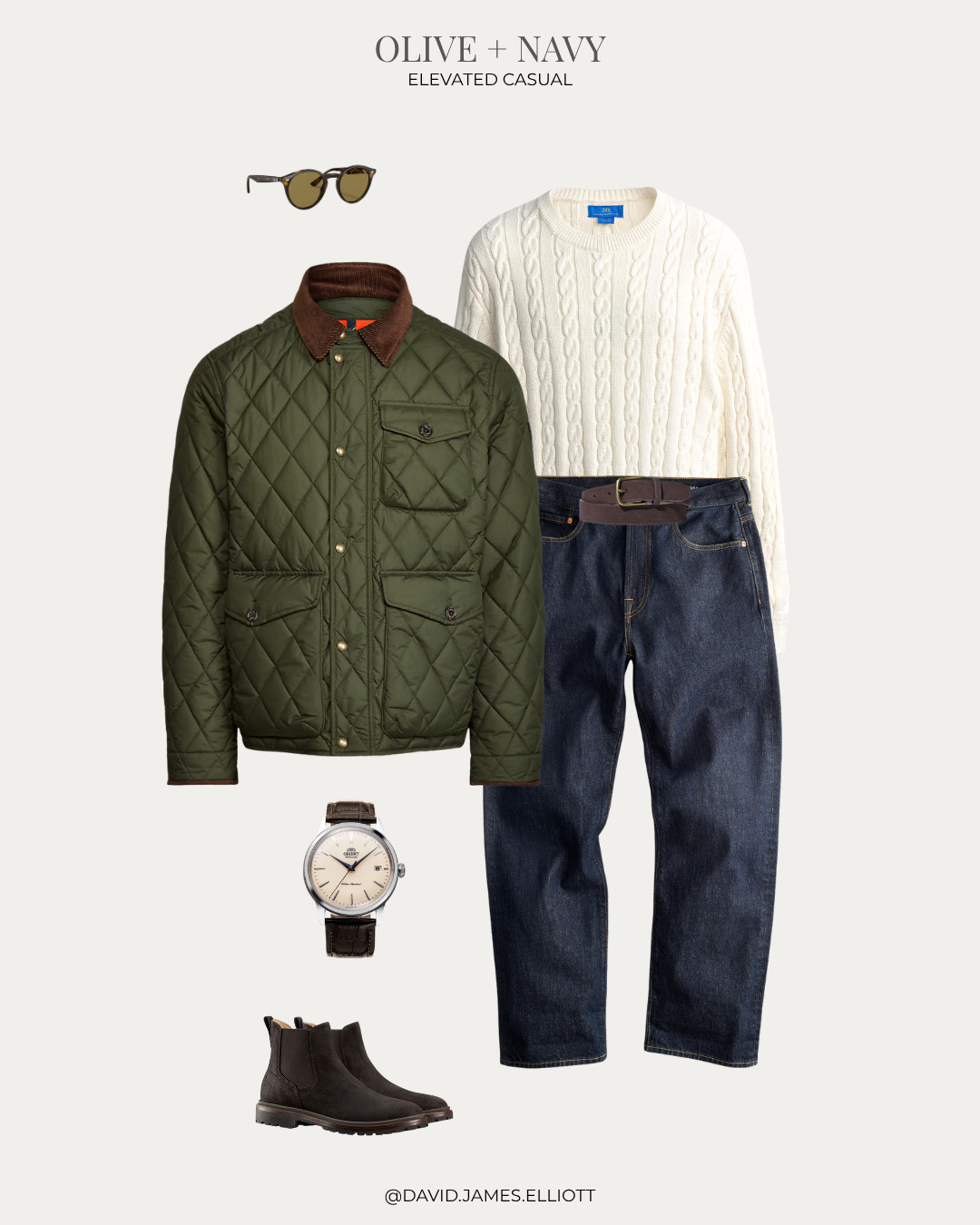 Fall elevated casual outfit with a quilted jacket and cable knit.  

 #LTKMens