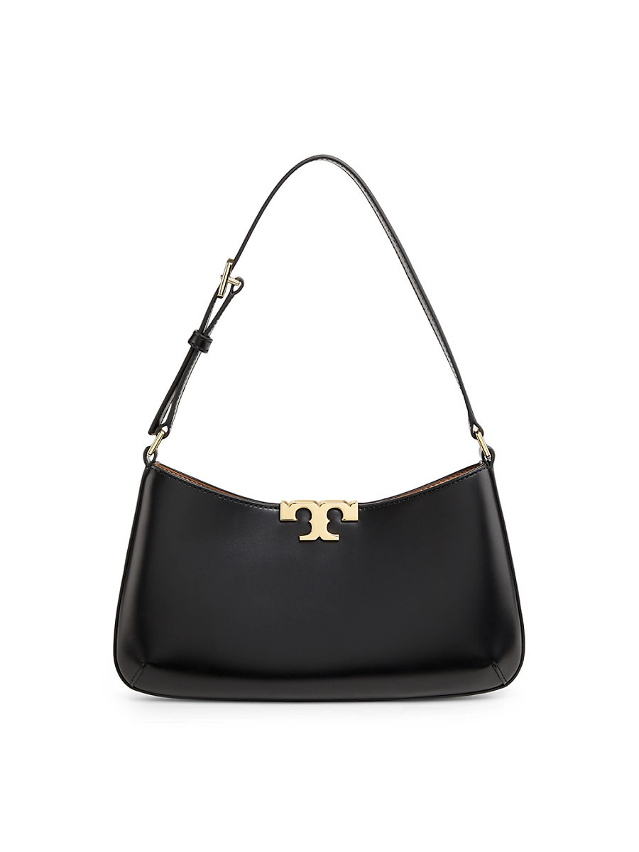 Women's Eleanor Logo-Detailed Leather Shoulder Bag - Black | Saks Fifth Avenue