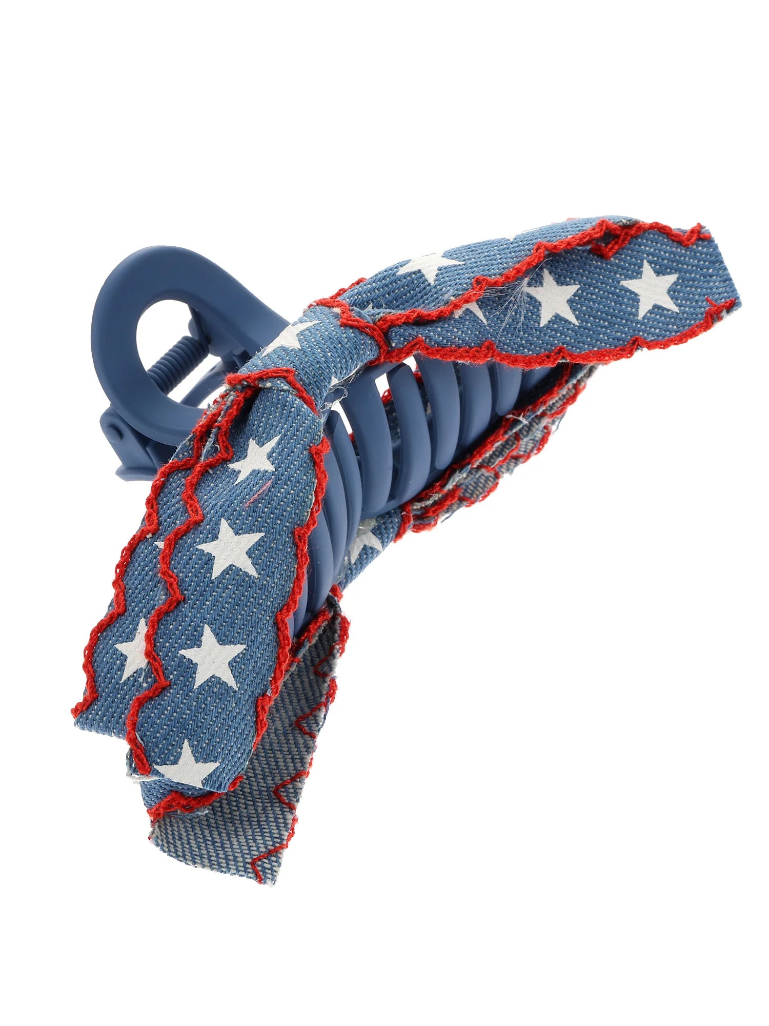 Way to Celebrate Americana Starry Denim Bow Claw Clip for Adults, Large Size | Walmart (US)