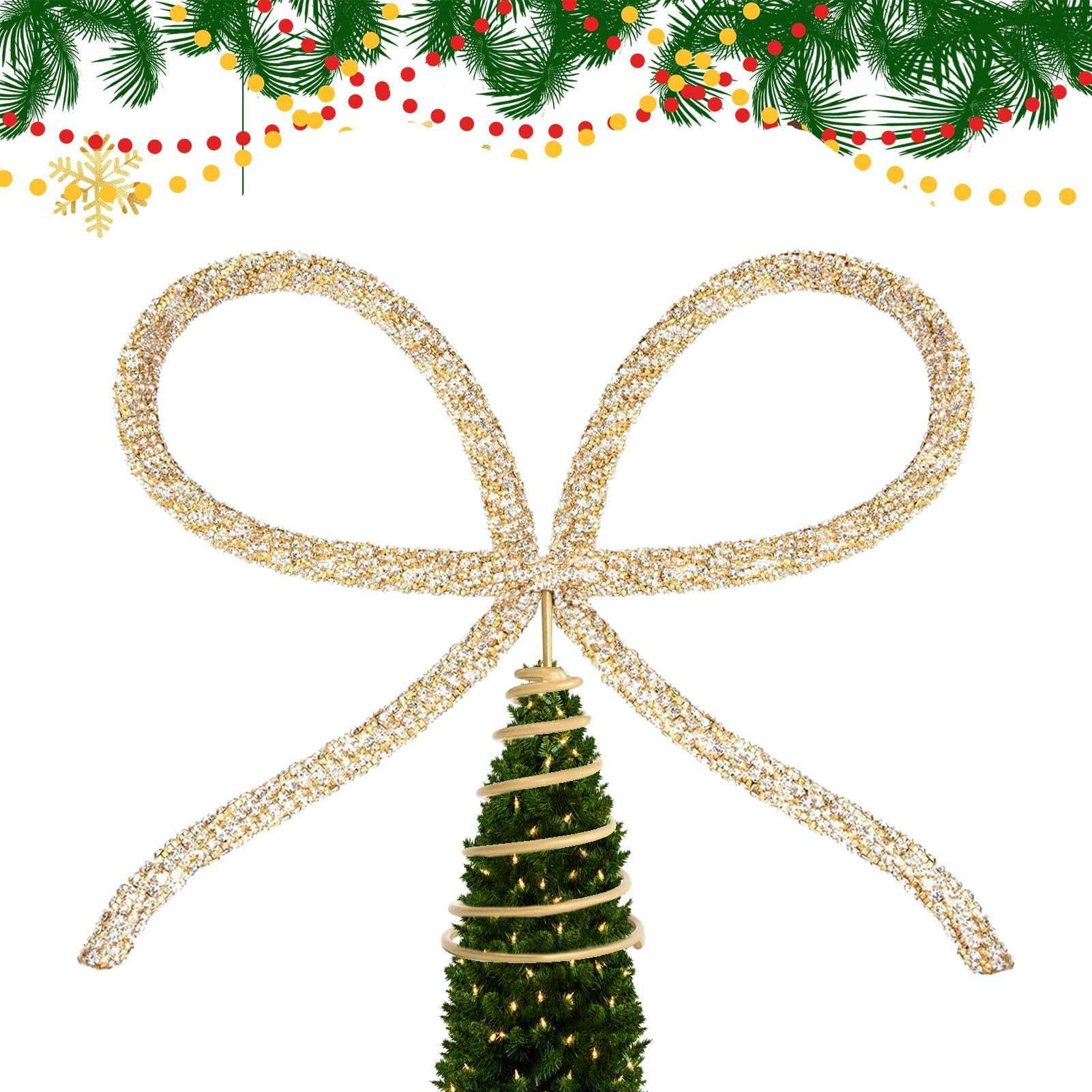 Metal Bow Christmas Tree Topper, 7.8 Inch x 9.8 Inch Christmas Bow Decoration, for Indoor/Outdoor... | Amazon (UK)