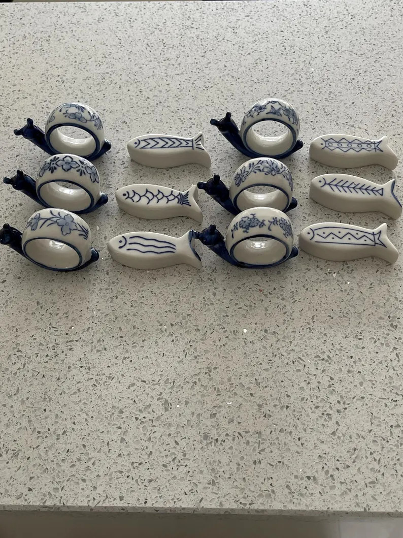 Ceramic Napkin Holders and Fish Fork Rests, Dinning Table Decor, Fish Lover Gifts - Etsy UK | Etsy (US)