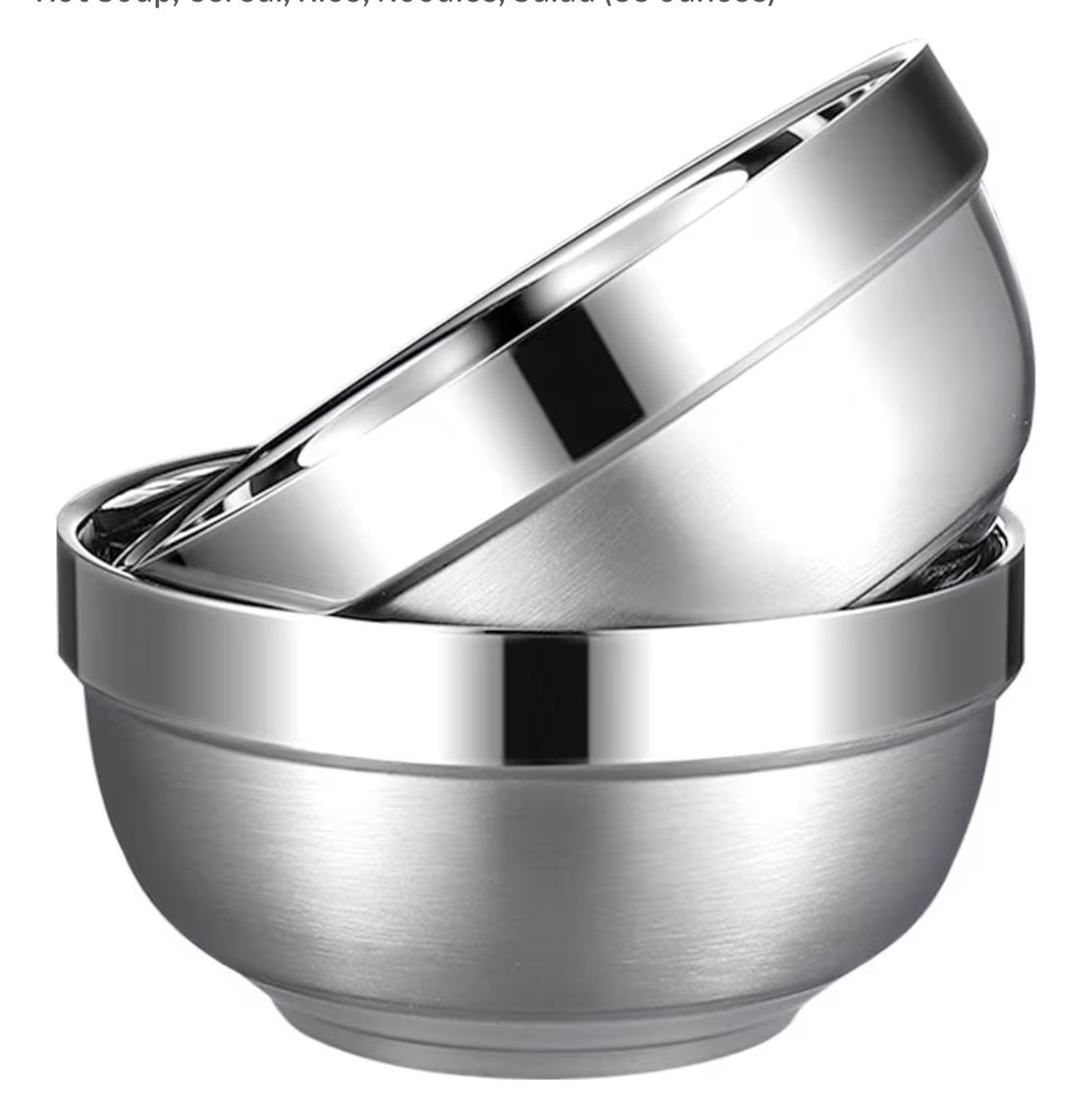 Set of 2 Heat Insulated Stainless Steel Bowls, SUS 304, Double Walled Multipurpose, Perfect Snack Bowls for Serving Ice Cream or Hot Soup, Cereal, Rice, Noodles, Salad (55 ounces)

#LTKHoliday #LTKPlusSize #LTKSaleAlert