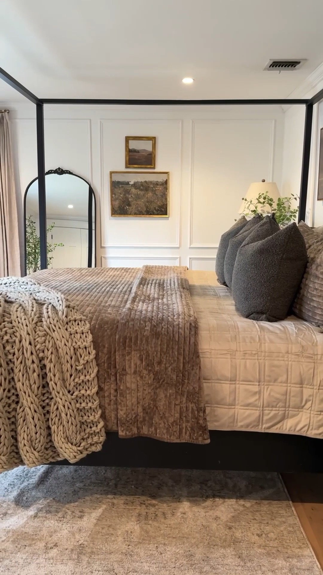 Mocha brown bedding, cozy decor, black canopy bed frame, wall art, and more. 🤎

#LTKmomlife #LTKHome #LTKSaleAlert