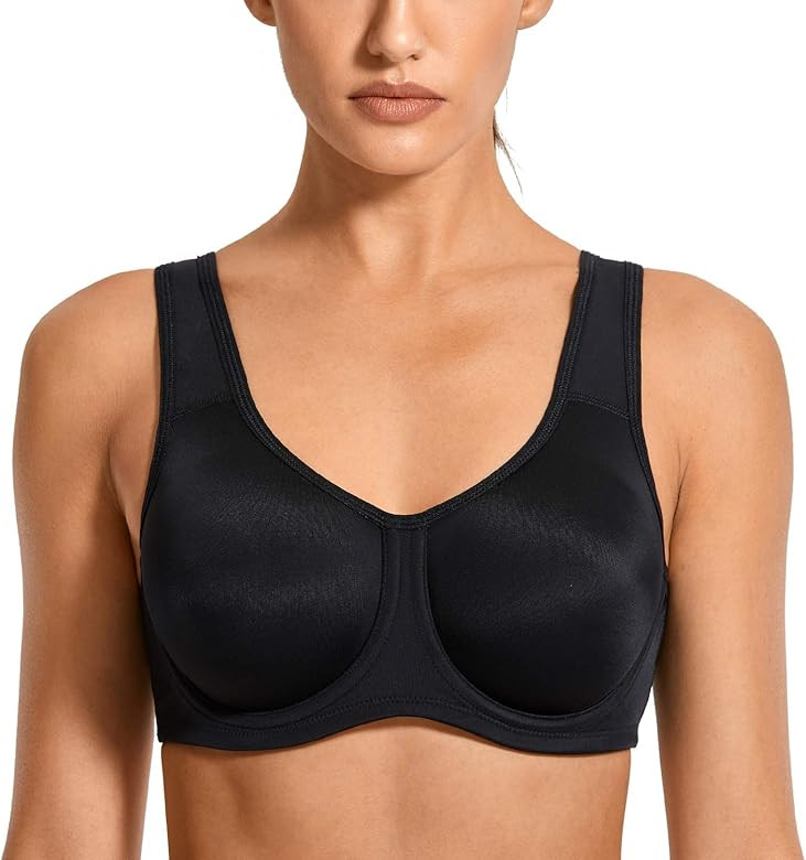 SYROKAN Women's Max Control Underwire Sports Bra High Impact Plus Size with Adjustable Straps | Amazon (US)