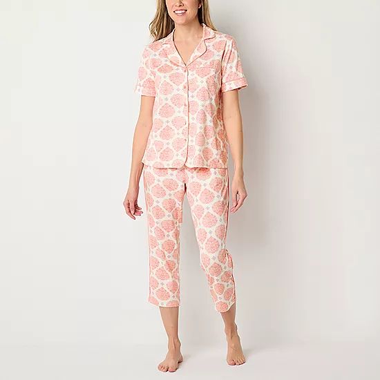new!Liz Claiborne Womens Short Sleeve 2-pc. Pant Pajama Set | JCPenney